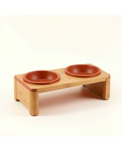 Holly Falls Pet Feeding Stand With Two Plain Empty Bowls - Terracotta (synthetic illustration; no displayed measurements)