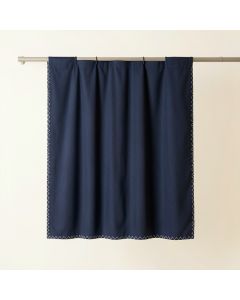 Dune Edge Shower Curtain Hanging Flat From A Plain Rod - Navy (synthetic illustration; no displayed measurements)