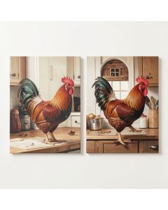 Farmhouse Kitchen Décor Rooster & Barnstar By Paul Brent - 2 Piece Graphic Art Print Set (synthetic illustration; no displayed measurements)