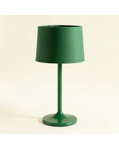 Rowan Bend Table Lamp With A Plain Fabric Shade - Green (synthetic illustration; no displayed measurements)