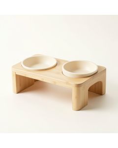 Meadow Branch Pet Feeding Stand With Two Plain Empty Bowls - Ivory (synthetic illustration; no displayed measurements)