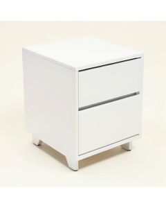 White Modern High Gloss Led Lights Nightstand Bedside End Table With 2 (synthetic illustration; no displayed measurements)