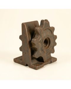 Industrial Gear Sculptural Iron Bookends (synthetic illustration; no displayed measurements)
