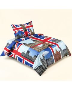 Union Jack Houses Of The Parliament Silhouette On Uk Flag Historic Urban Skyline Duvet Cover Set (synthetic illustration; no displayed measurements)