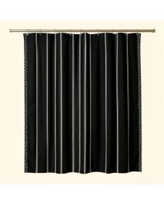 Spruce Crossing Shower Curtain Hanging Flat From A Plain Rod - Black (synthetic illustration; no displayed measurements)