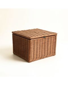 Meuric Water Resistant Wicker Deck Box (synthetic illustration; no displayed measurements)