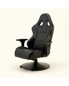 Inbox Zero Adjustable Reclining Faux Leather Swiveling Pc & Racing Game Chair With Footrest In Black (synthetic illustration; no displayed measurements)