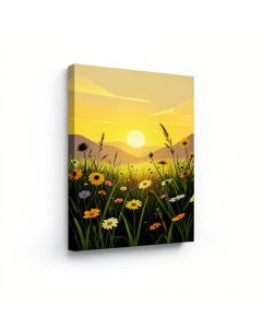A Premium Morning Meadow Sunrise Graphic Art Print Multi-Piece Image On Wrapped Canvas (synthetic illustration; no displayed measurements)