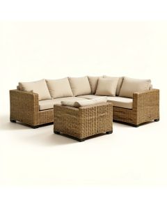 Petekar 3 Piece Rattan Sectional Seating Group With Cushions (synthetic illustration; no displayed measurements)