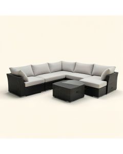 Abbegale Patio 7 Piece Sectional Seating Group With Cushions (synthetic illustration; no displayed measurements)