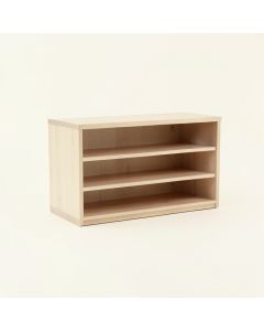 Summit Arc Low Bookcase - Beige (synthetic illustration; no displayed measurements)
