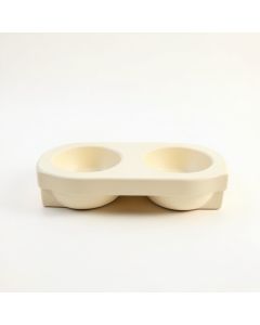 Ash Edge Pet Feeding Stand With Two Plain Empty Bowls - Cream (synthetic illustration; no displayed measurements)