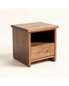 Aule Solid Wood End Table With Storage (synthetic illustration; no displayed measurements)
