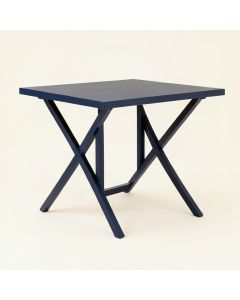 Oak Arc Patio Table - Navy (synthetic illustration; no displayed measurements)