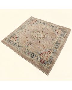 Wais Oriental Machine Made Power Loom Wool/Polyester Beige/Gray/Red Area Rug (synthetic illustration; no displayed measurements)