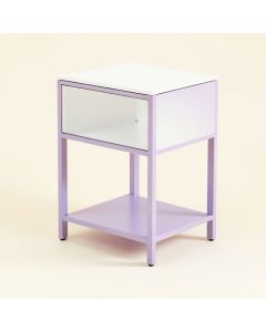 Ardoyd Metal Nightstand In White/Light Purple (synthetic illustration; no displayed measurements)