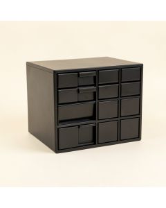 Stone Bluff Small-Parts Storage Drawer Cabinet - Black (synthetic illustration; no displayed measurements)