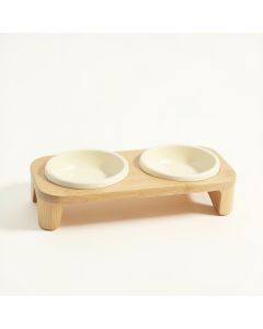 Fern Crossing Pet Feeding Stand With Two Plain Empty Bowls - Cream (synthetic illustration; no displayed measurements)