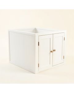 Birch Crossing Empty Furniture-Style Litter Enclosure - White (synthetic illustration; no displayed measurements)