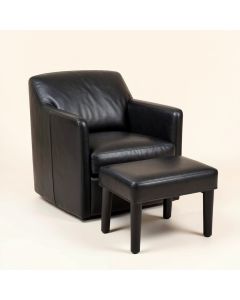 Andina 27.6 '' Wide Vegan Leather Barrel Chair And Ottoman (synthetic illustration; no displayed measurements)