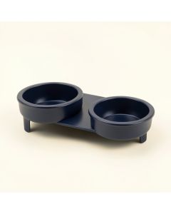 Reed Crossing Pet Feeding Stand With Two Plain Empty Bowls - Navy (synthetic illustration; no displayed measurements)