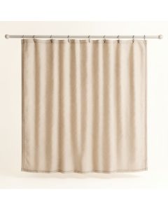 Meadow Bridge Shower Curtain Hanging Flat From A Plain Rod - Beige (synthetic illustration; no displayed measurements)