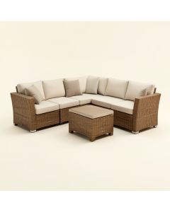 Alexaundra Patio 6 Piece Rattan Sectional Seating Group With Cushions (synthetic illustration; no displayed measurements)