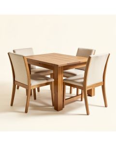 Iaconetti 5 - Piece Butterfly Leaf Rubberwood Solid Wood Dining Set (synthetic illustration; no displayed measurements)