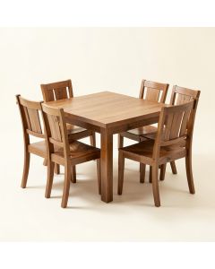 Plascencia 5 - Piece Rubberwood Solid Wood Dining Set (synthetic illustration; no displayed measurements)
