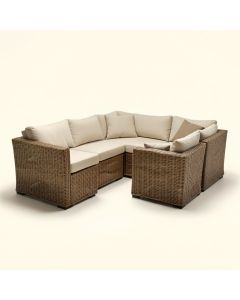 Barnett 6 Piece Rattan Sectional Seating Group With Cushions (synthetic illustration; no displayed measurements)