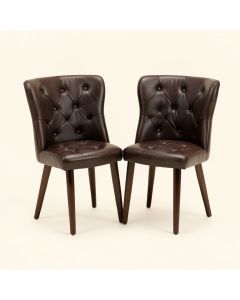 Ellayne Tufted Faux Leather Dining Chair ( Set Of 2 ) , Dark Brown (synthetic illustration; no displayed measurements)