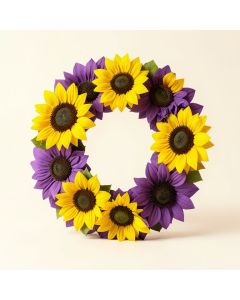 Sunflower Polyester Wreath (synthetic illustration; no displayed measurements)