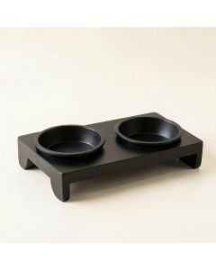 Sage Bluff Pet Feeding Stand With Two Plain Empty Bowls - Black (synthetic illustration; no displayed measurements)