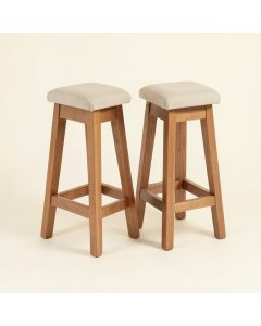 2-Pc 29.5 '' Saddle Wooden Bar Stools With Fabric Seat (synthetic illustration; no displayed measurements)