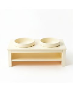 Oak Falls Pet Feeding Stand With Two Plain Empty Bowls - Cream (synthetic illustration; no displayed measurements)