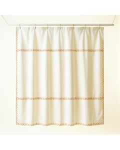 Olive Dell Shower Curtain Hanging Flat From A Plain Rod - Ivory (synthetic illustration; no displayed measurements)