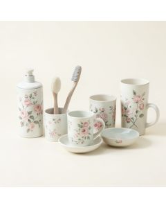 Misty Floral 20 Piece Bathroom Accessory Set (synthetic illustration; no displayed measurements)