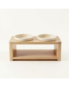 Holly Crossing Pet Feeding Stand With Two Plain Empty Bowls - Beige (synthetic illustration; no displayed measurements)