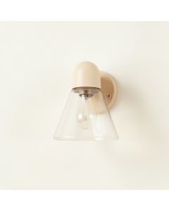 Linden Arc Wall Sconce Mounted On A Plain Wall - Beige (synthetic illustration; no displayed measurements)