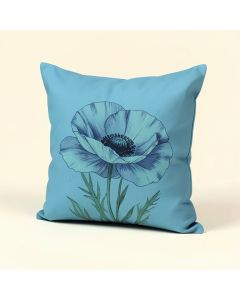 Turquoise Painted Poppy Indoor/Outdoor Throw Pillow (synthetic illustration; no displayed measurements)