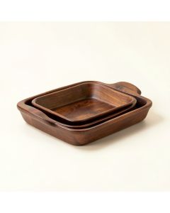 Millwood Pines Wood Serving Tray With Handles , Rustic Nesting Serving Trays Set Of 3 (synthetic illustration; no displayed measurements)