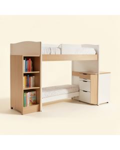 Friedman Bunk Bed With Bookcase And Desk (synthetic illustration; no displayed measurements)