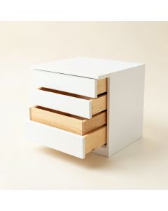 Bay Edge Small-Parts Storage Drawer Cabinet - White (synthetic illustration; no displayed measurements)