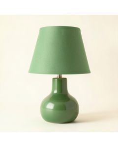 Wren Dale Table Lamp With A Plain Fabric Shade - Green (synthetic illustration; no displayed measurements)