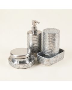 Silver Mosaic 6 Piece Bathroom Accessories Set (synthetic illustration; no displayed measurements)
