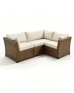 Euree 107 '' Wide Outdoor Wicker Symmetrical Patio Sectional With Cushions (synthetic illustration; no displayed measurements)