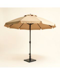 10 Ft Outdoor Patio Umbrella Solar Powered Led Lighted Sun Shade Market Waterproof 8 Ribs Umbrella With Crank And Cross Base For Garden Deck Backyard Pool Shade Outside Deck Swimming Pool -Tan (synthetic illustration; no displayed measurements)