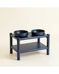 Briar Edge Pet Feeding Stand With Two Plain Empty Bowls - Navy (synthetic illustration; no displayed measurements)