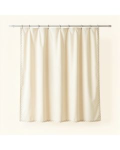 Heath Falls Shower Curtain Hanging Flat From A Plain Rod - Cream (synthetic illustration; no displayed measurements)