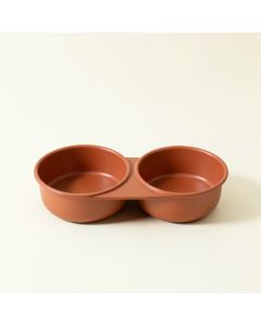 Maple Edge Pet Feeding Stand With Two Plain Empty Bowls - Terracotta (synthetic illustration; no displayed measurements)
